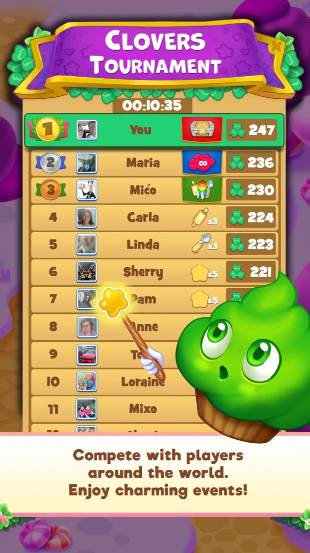 Tabela de um torneio amigável em Candy Riddles